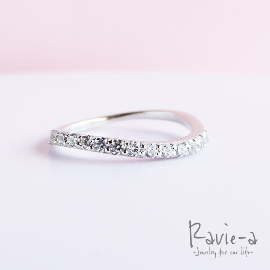 シルバー925 ハーフエタニティリング ウェーブデザイン プラチナ 婚約