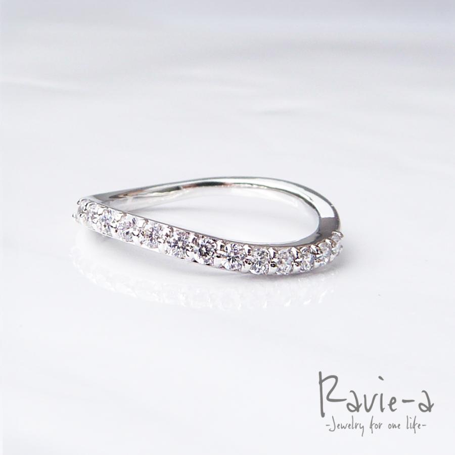 シルバー925 ハーフエタニティリング ウェーブデザイン プラチナ 婚約