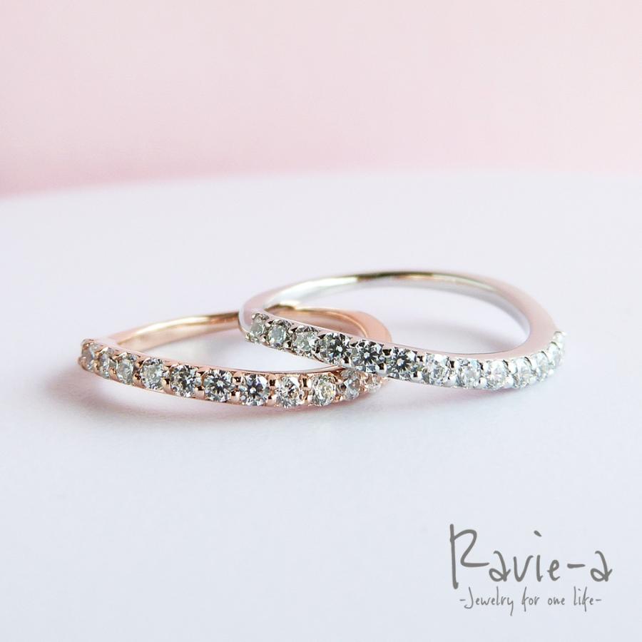 シルバー925 ハーフエタニティリング ウェーブデザイン プラチナ 婚約