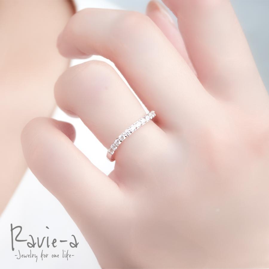 シルバー925 ハーフエタニティリング ウェーブデザイン プラチナ 婚約
