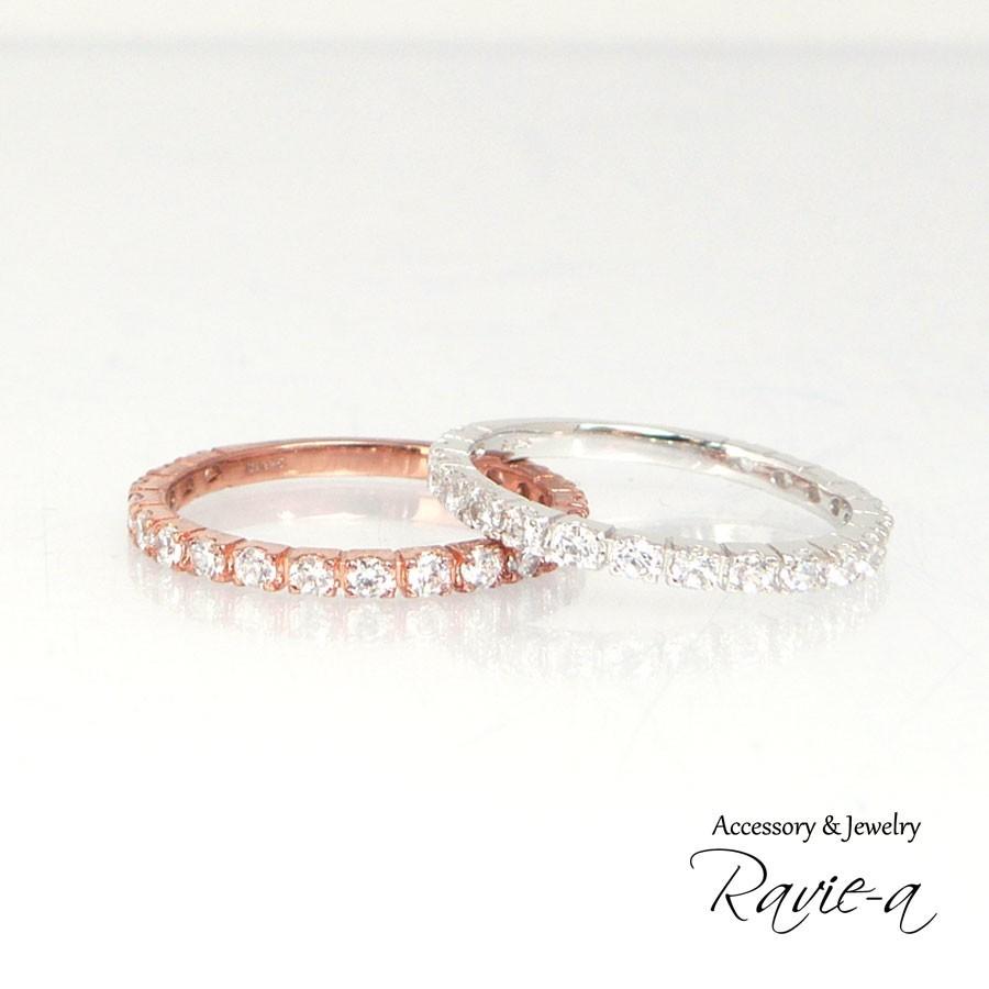 ピンキーリング エタニティリング 極細 シルバー925 プラチナ ピンク