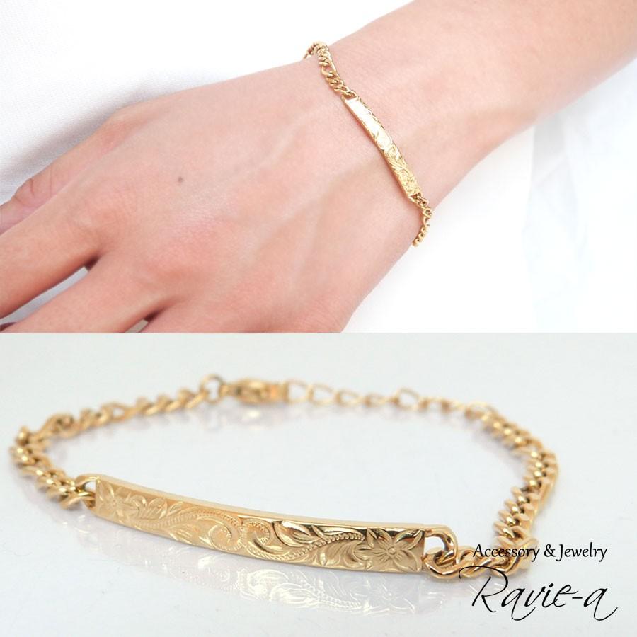 ハワイアンジュエリー ステンレス ブレスレット  プルメリア スクロール ホヌ シルバー ピンクゴールド イエローゴールド　３色展開 |  | 03