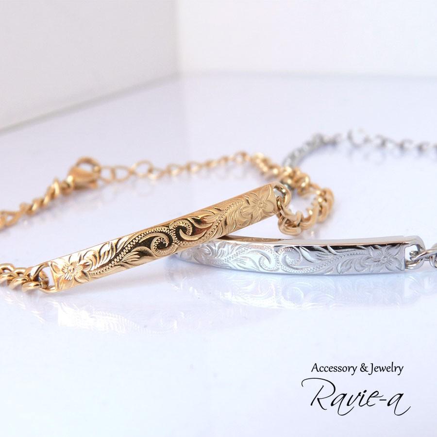 ハワイアンジュエリー ステンレス ブレスレット  プルメリア スクロール ホヌ シルバー ピンクゴールド イエローゴールド　３色展開 |  | 04