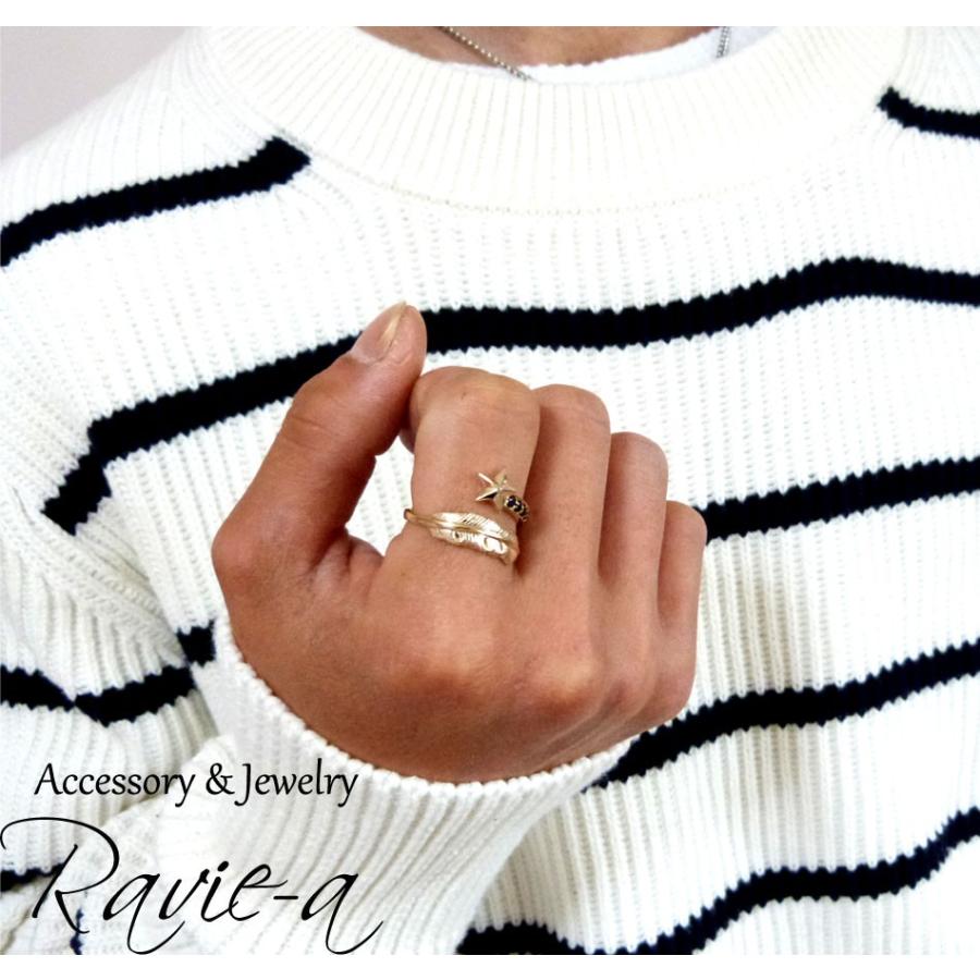 メンズ フェザーリング 羽根 リング 指輪 ゴツめリング オニキス