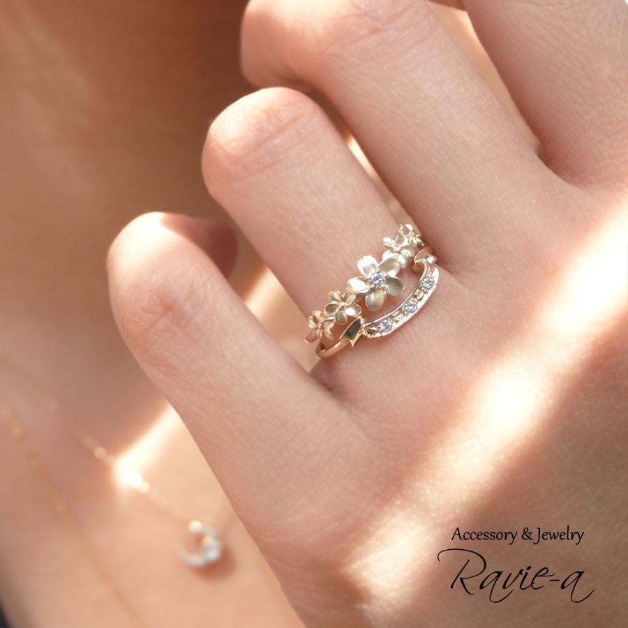 ダイヤモンド 結婚指輪 マリッジリング ハワイアンジュエリー 指輪 k10 