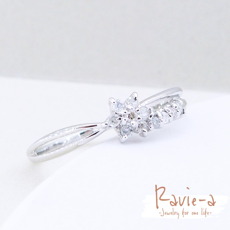 花形ダイヤモンド シルバーリング シルバー925 ダイヤモンド11石 フラワーデザインリング 婚約指輪 誕生