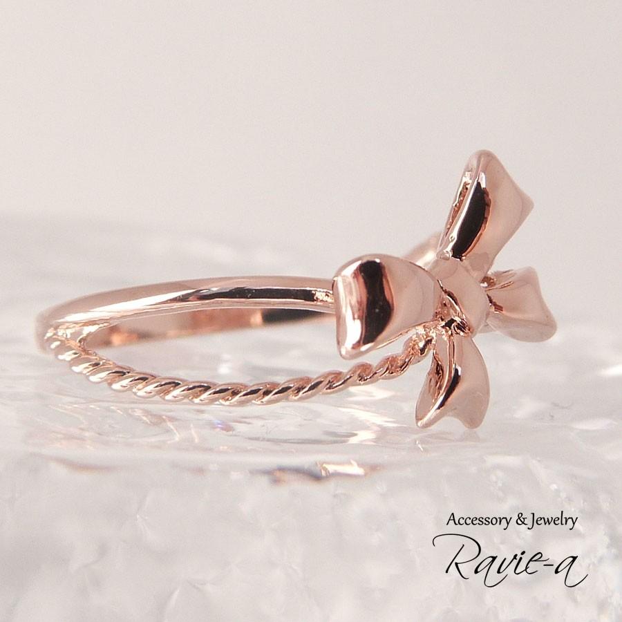 ピンキーリング ピンクゴールド リボン りぼん 華奢 大人可愛い 誕生日