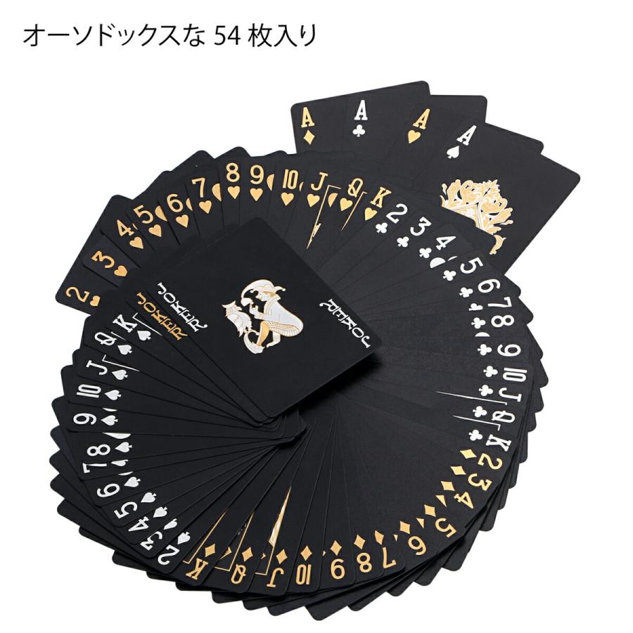 RAVIS トランプ プラスチック ブラック ゴールド 防水 フレックスカード マジック 手品 高級 パーティー ケース付 54枚 (ブラック・巾着付き) |  | 08