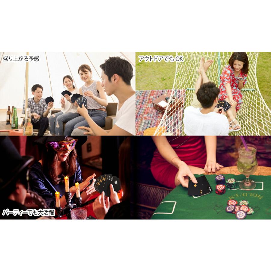 RAVIS トランプ プラスチック ブラック ゴールド 防水 フレックスカード マジック 手品 高級 パーティー ケース付 54枚 (ブラック・巾着付き) |  | 09