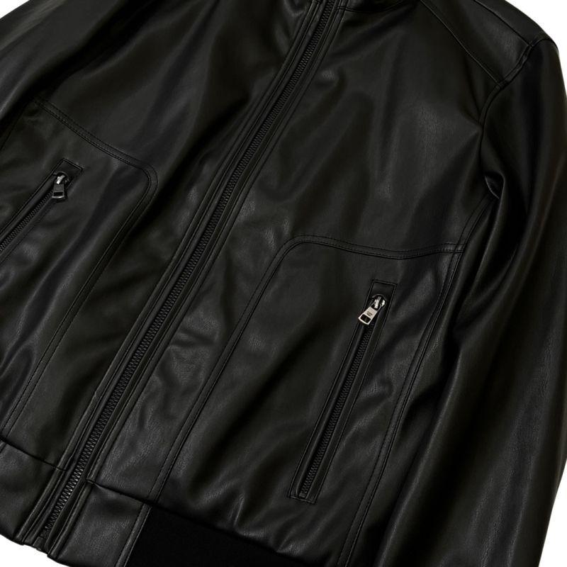 Calvin Klein  カルバンクライン シングル ライダースジャケット ブラック メンズ レディース レザージャケット CK｜rawdrip｜03