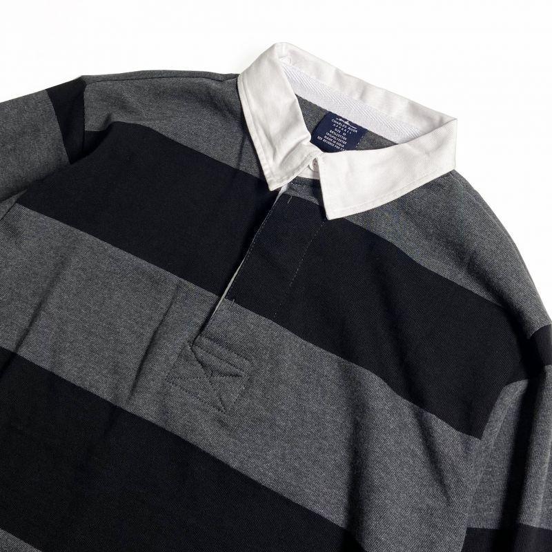 CHARLES RIVER APPAREL クラシック ラグビーシャツ ブラック/グレー charlesriverapparel