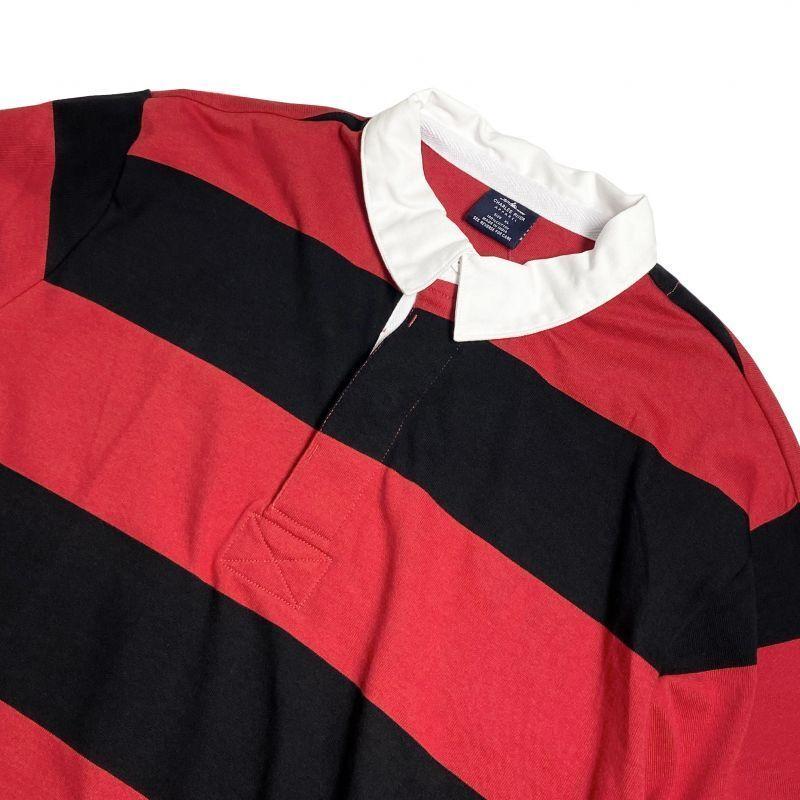 CHARLES RIVER APPAREL クラシック ラグビーシャツ ブラック/レッド charlesriverapparel