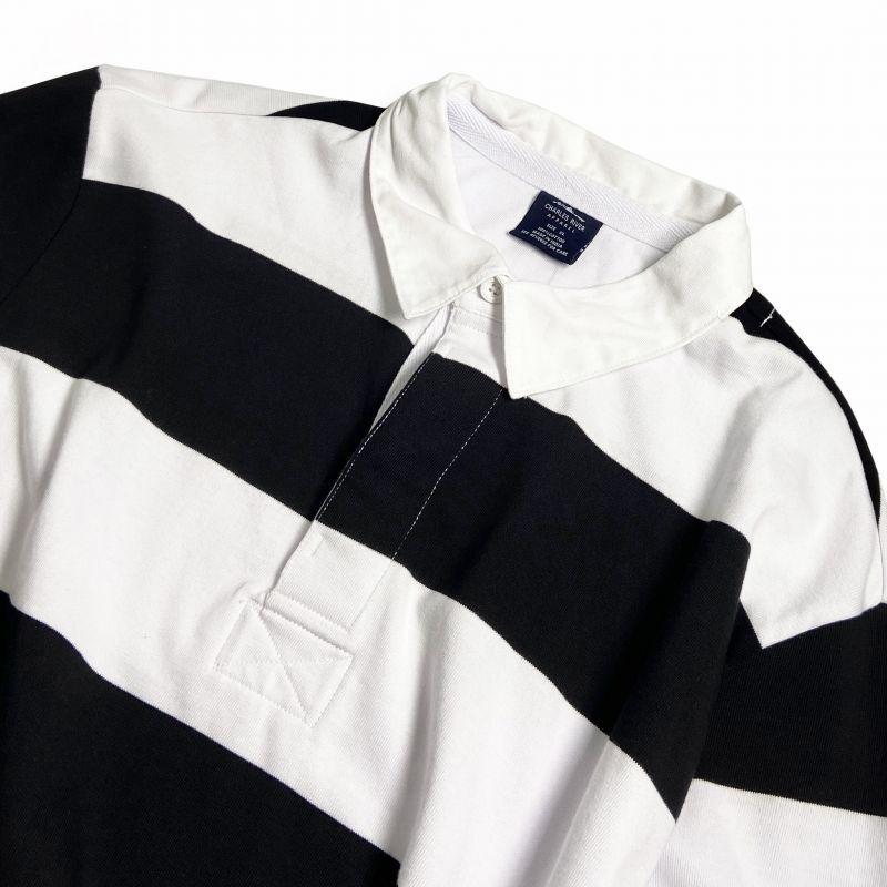 CHARLES RIVER APPAREL クラシック ラグビーシャツ ブラック/ホワイト charlesriverapparel