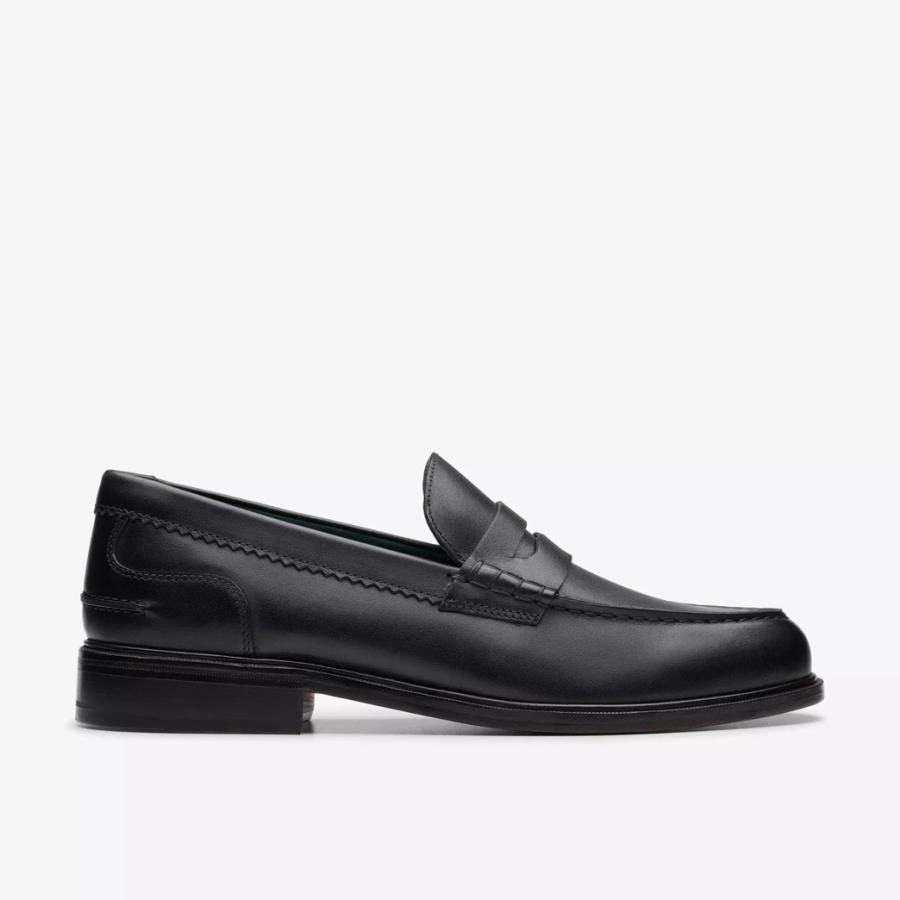 Clarks（クラークス） Clarks Craft James Lo Loafer - Black Lether