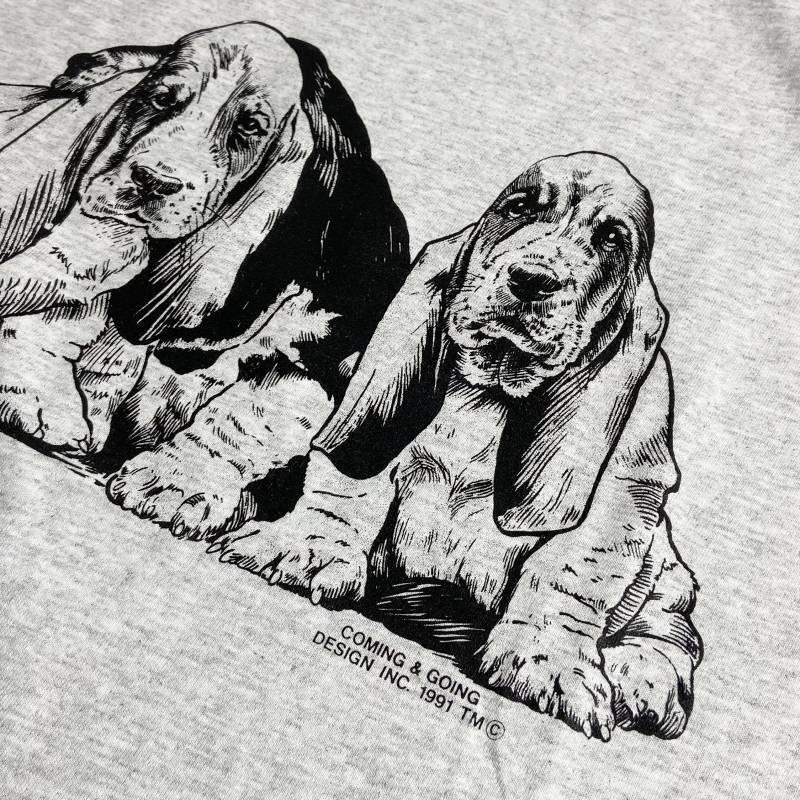 Coming & Going Designs バセットハウンド パピーズ Tシャツ グレー メンズ/レディース/犬/猫｜rawdrip｜02