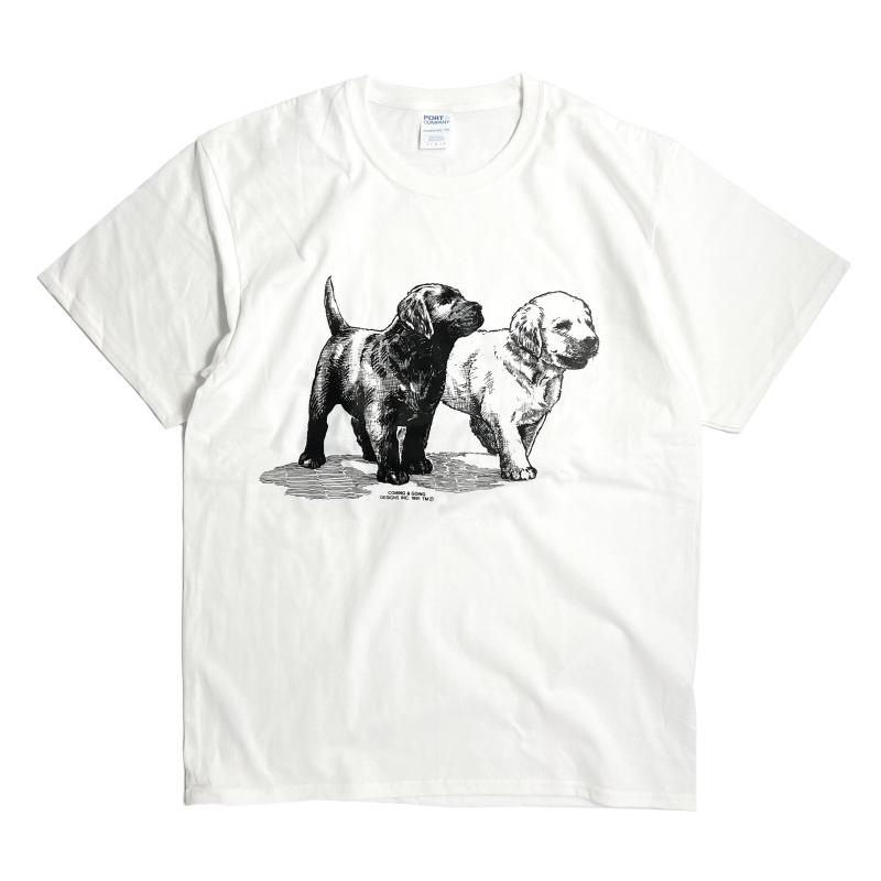Coming & Going Designs ラブラドールレトリバー Tシャツ Coming & Going Designs ラブラドール パピーズ Tシャツ ホワイト