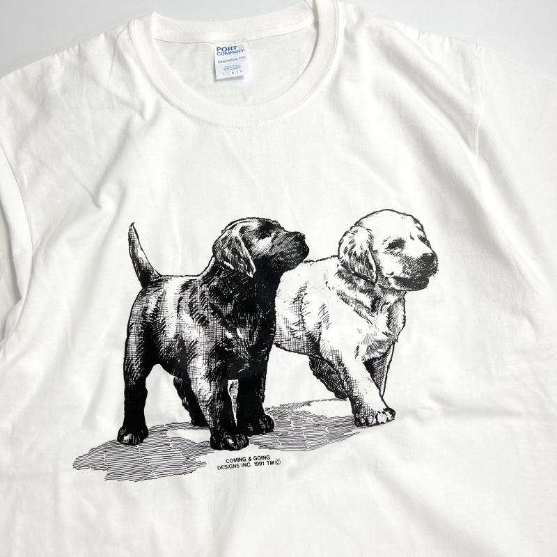 Coming & Going Designs ラブラドールレトリバー Tシャツ Coming & Going Designs ラブラドール パピーズ Tシャツ ホワイト