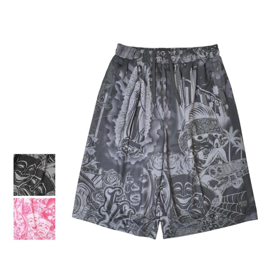 新品XXL他有FBCOUNTYエフビーカウンティー黒メッシュショーツハーフパンツ FB County Graffiti Mesh Shorts メッシュショーツ メンズ レディース