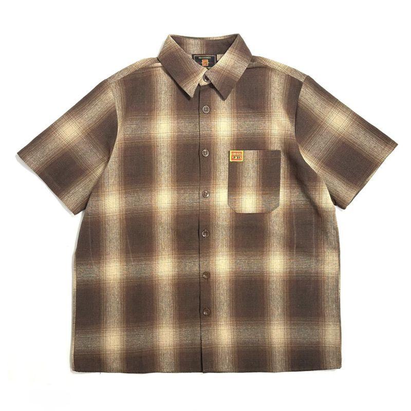 FB COUNTY S/S チェッカー フランネル シャツ ブラウン/タン FB COUNTY S/S チェッカー フランネル シャツ ブラウン/タン