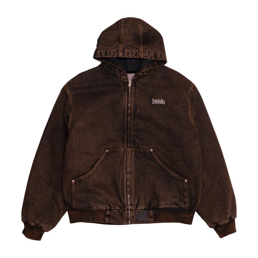 HODDLE HDL QUILTED DENIM HOODED JACKET Brown ブラウン フード