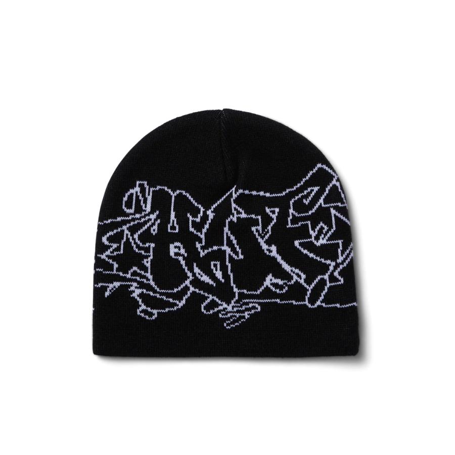 HUF Outlines Skull Beanie - Black ハフ ビーニー メンズ レディース