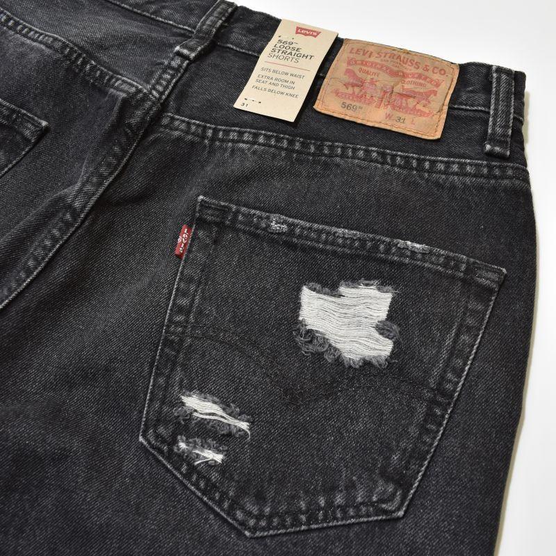 Levi's リーバイス 569 ダメージ デニム ショーツ ブラック Levi's リーバイス 569 ダメージ デニム ショーツ ブラック