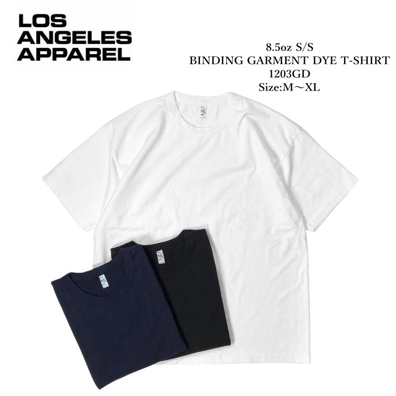 LOS ANGELES APPAREL 8.5oz バインディング ガーメントダイ Tシャツ｜rawdrip