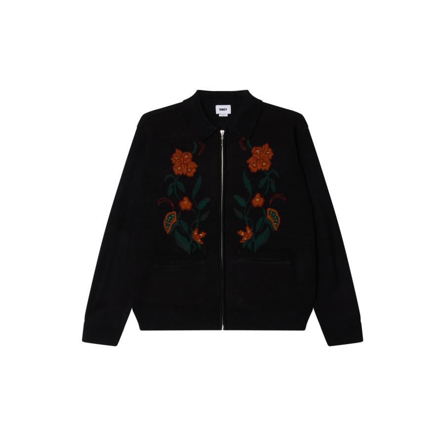 OBEY（オベイ） Floral Zip Cardigan Black ブラック メンズ