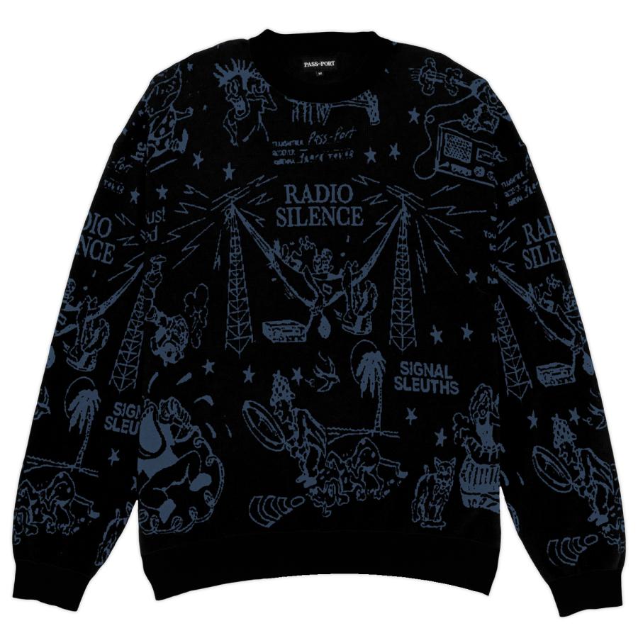 23fw passport ニットセーター Pass~Port Eyeball Knit Sweater - Black / Harbour Blue ニット