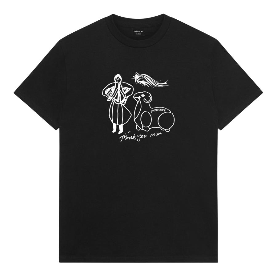 パスポート PASS~PORT Thank you Mum Tシャツ ブラック Black メンズ