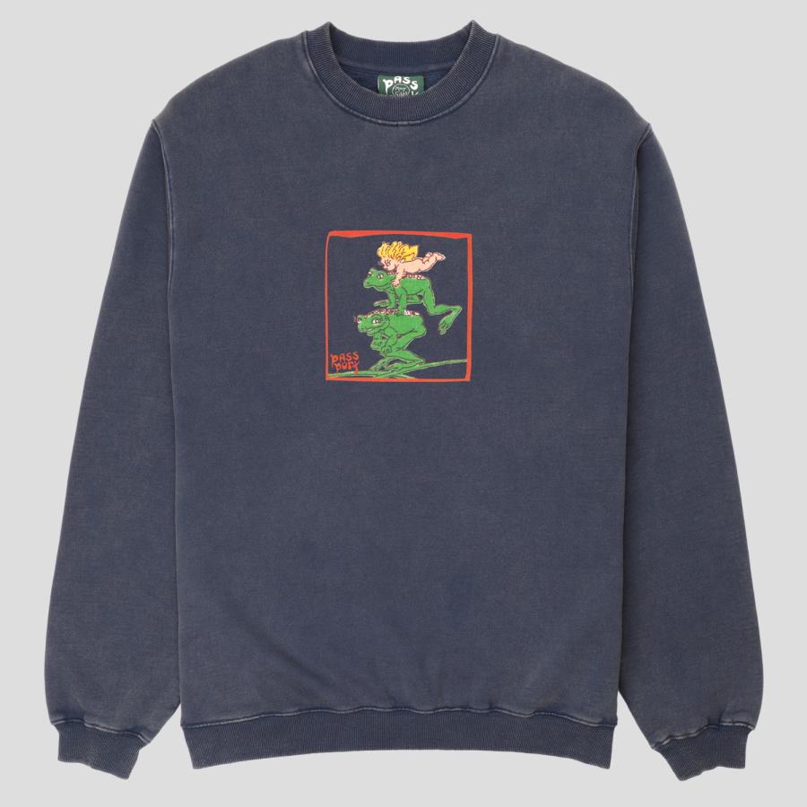 Passport スウェット パスポート Pass~Port x May Gibbss Leap Frog Sweater Acid Navy