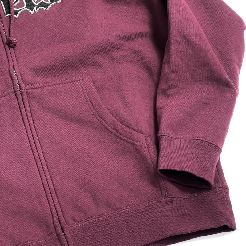 PEELS GOTH LOGO FULL ZIP HOODIE MAROON/ピールズ フルジップパーカー 