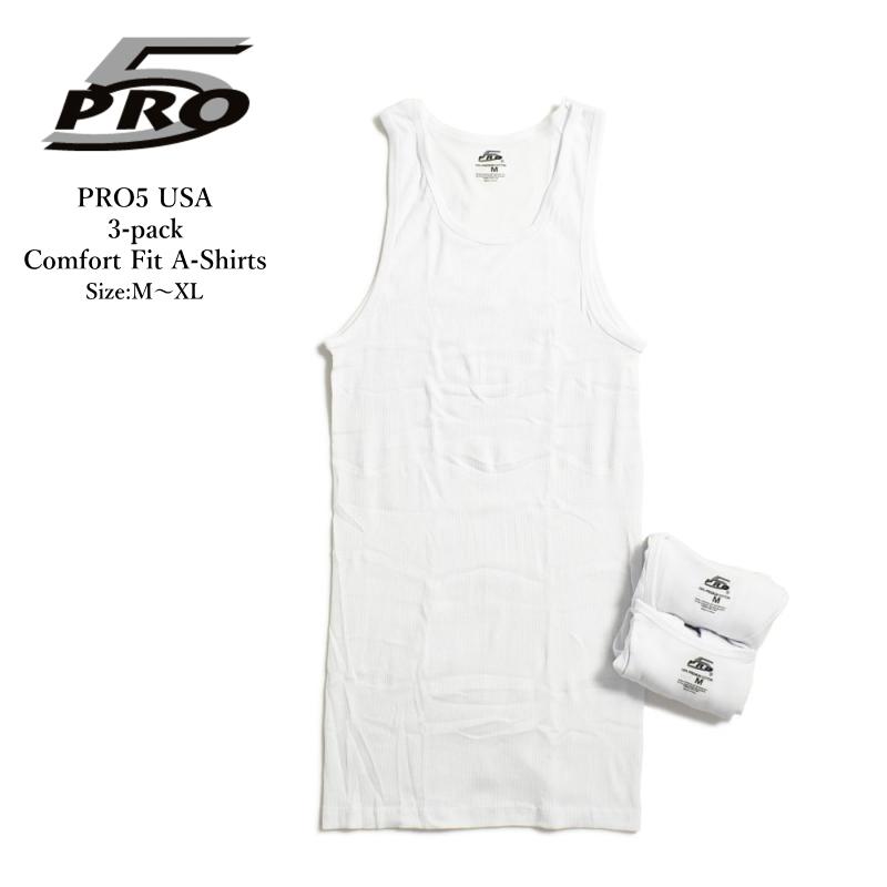 Pro 5 3p A Shirts ホワイト メンズ タンクトップ インナー 下着 大人女性の
