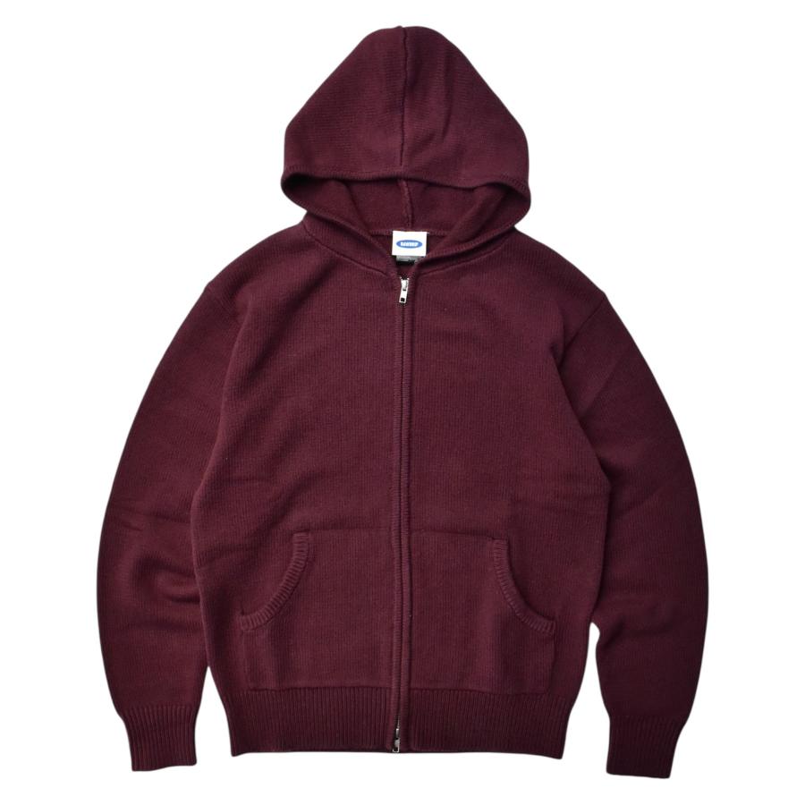 RAWDRIP Original Double Zip Cotton Knit Hoodie Maroon メンズ
