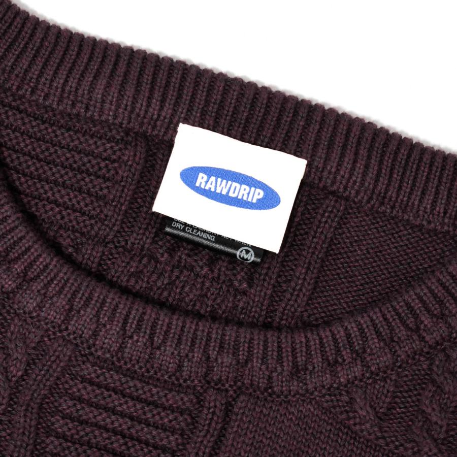 RAWDRIP Original コットン ニット Panel Pattern Crew Knit Dark Brown ダーク ブラウン メンズ レディース クルー セーター ロウドリップ オリジナル |  | 01