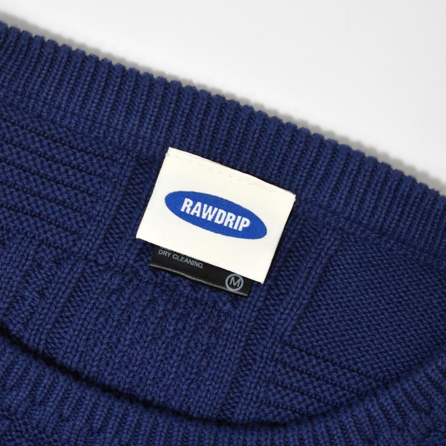 RAWDRIP Original コットン ニット Panel Pattern Crew Knit Navy ネイビー メンズ レディース クルー セーター ロウドリップ オリジナル |  | 01