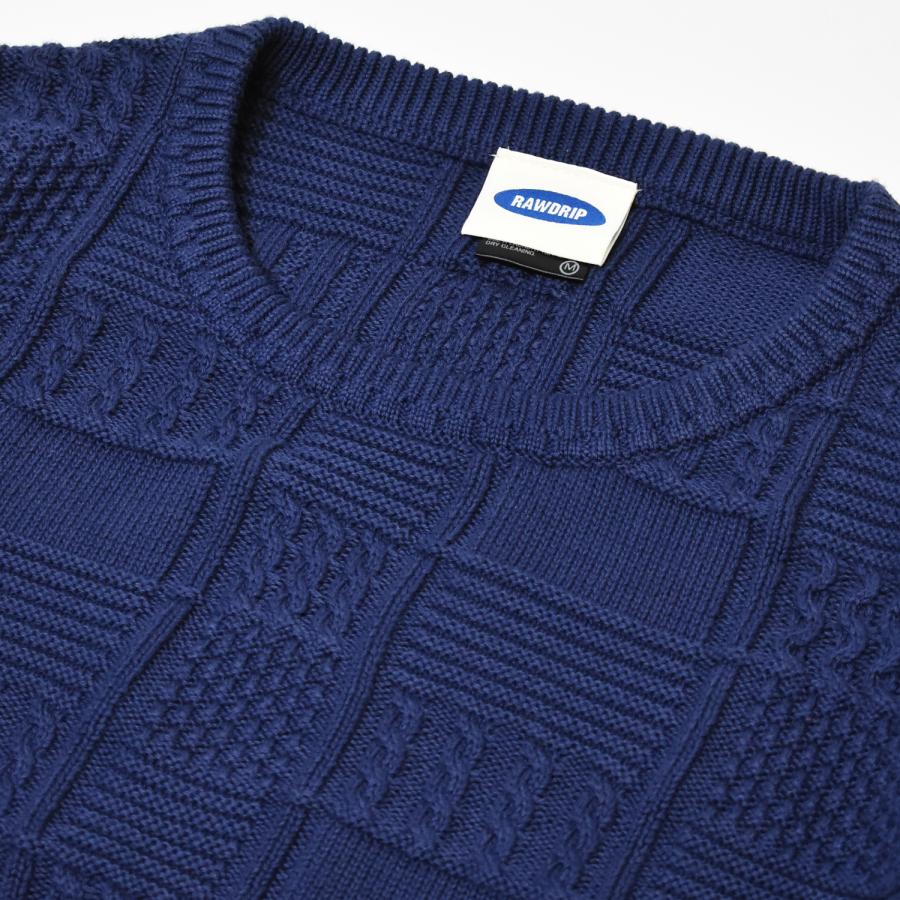 RAWDRIP Original コットン ニット Panel Pattern Crew Knit Navy ネイビー メンズ レディース クルー セーター ロウドリップ オリジナル |  | 02