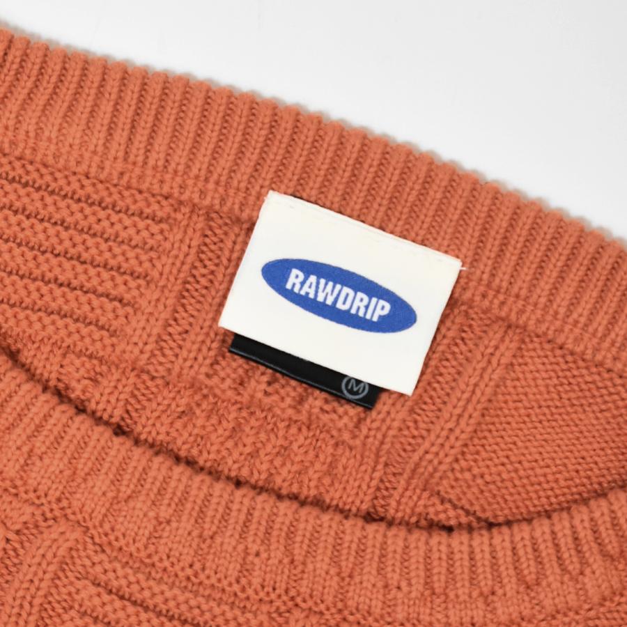 RAWDRIP Original コットン ニット Panel Pattern Crew Knit Orange オレンジ メンズ レディース クルー セーター ロウドリップ オリジナル |  | 01