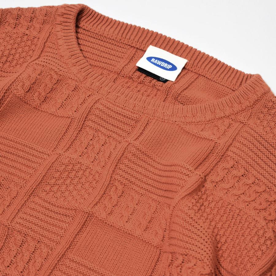 RAWDRIP Original コットン ニット Panel Pattern Crew Knit Orange オレンジ メンズ レディース クルー セーター ロウドリップ オリジナル |  | 02