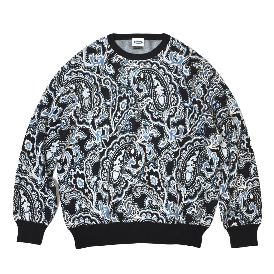 RAWDRIP Original Paisley Knit Black/Blue メンズ レディース ペイズリー クルー ニット ロウドリップ ...