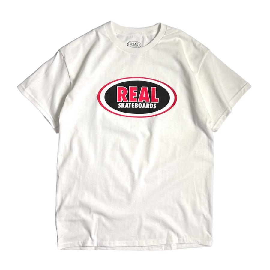 トップス REAL SKATEBOARDS Print Tee リアルスケートボード オーバル Tシャツ ホワイト 半袖Tシャツ メンズ