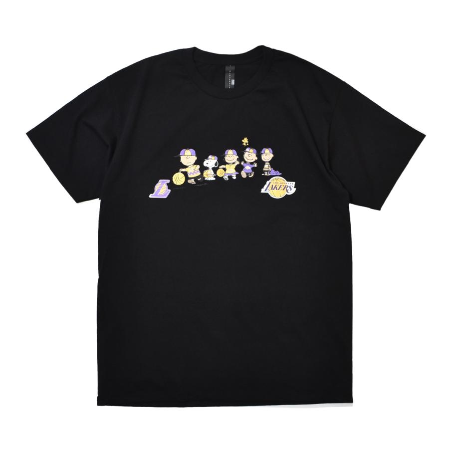 スヌーピー レイカーズ ショートスリーブ Tシャツ ブラック メンズ