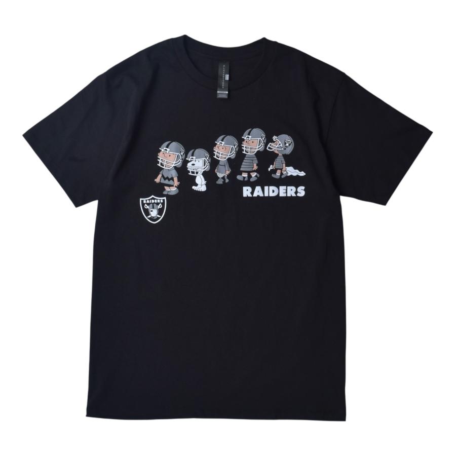 RAIDERS x SNOOPY レイダースｘスヌーピー Ｔシャツ スヌーピー レイダーズ ショートスリーブ Tシャツ ブラック メンズ