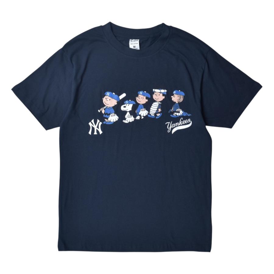SALE]スヌーピー ヤンキース ショートスリーブ Tシャツ ネイビー