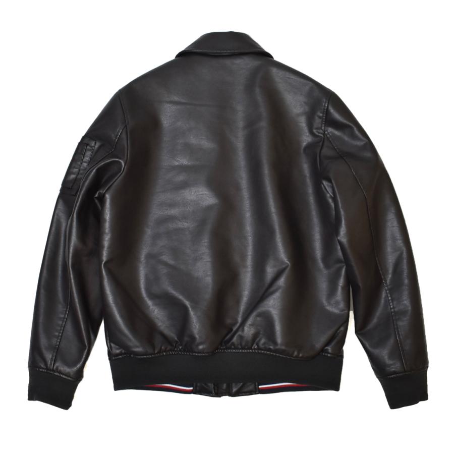 美品 トミーヒルフィガー レザージャケット　ブラック TOMMY HILFIGER Tommy Hilfiger Faux Leather Military Bomber