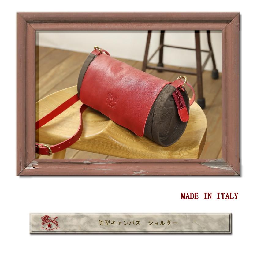 IL BISONTE（イルビゾンテ） バッグ 筒型キャンバス ショルダーバッグ