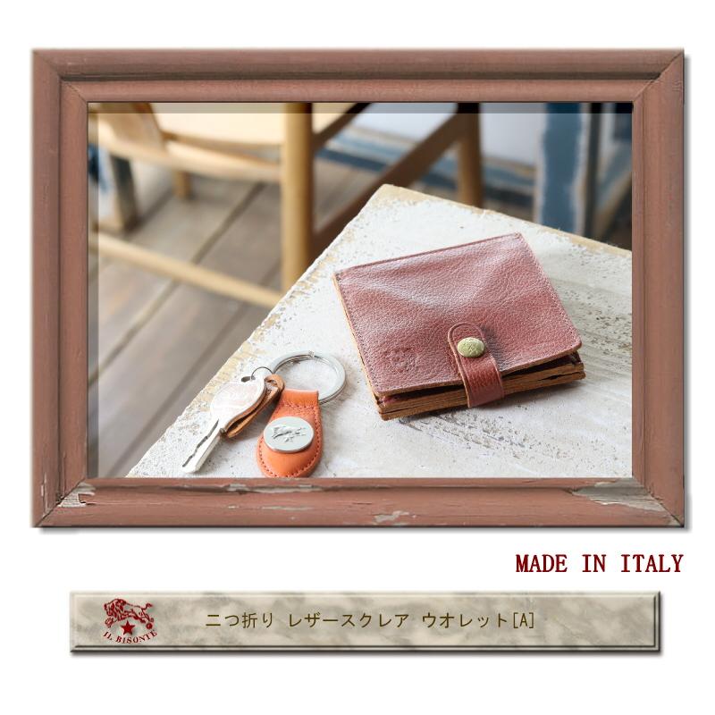 イルビゾンテ(IL BISONTE) 牛革 グレー 正規品 IL BISONTE（イルビゾンテ） 財布 IL BISONTE 2つ折レザースクエア