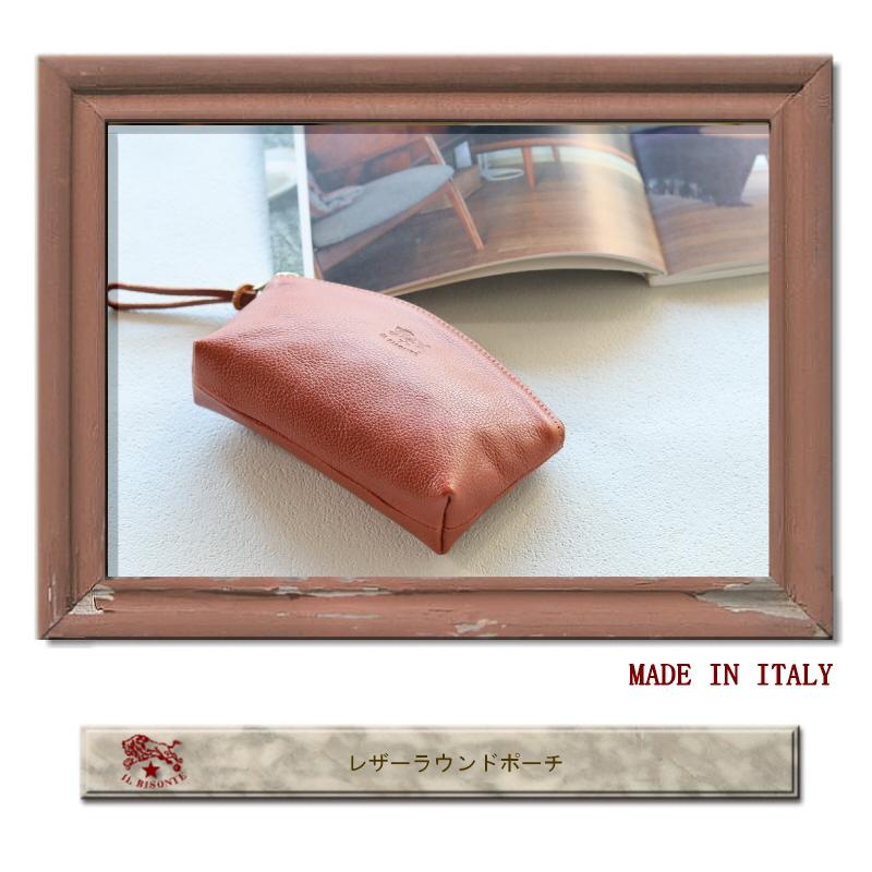 IL BISONTE（イルビゾンテ） ポーチ レザー ラウンドトップ ポーチ