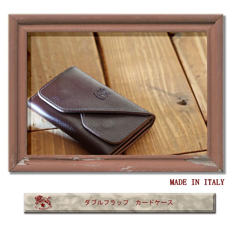 【新品未使用】名刺入れ　イルビゾンテ IL BISONTE（イルビゾンテ） カードケース 名刺入れ ダブルフラップ