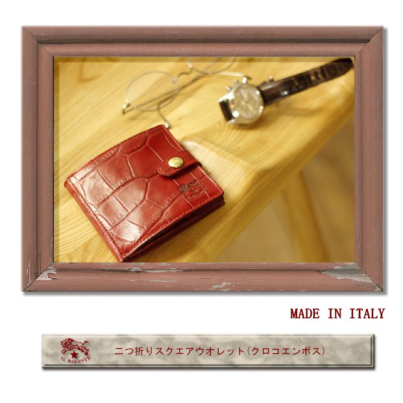 イルビゾンテ 財布 IL BISONTE 2つ折りスクエアウォレット （ クロコダイル ） 二つ折り財布  54_1_ 5402305840 メンズ レディース ( 商品番号 IB-0-05840 )の画像